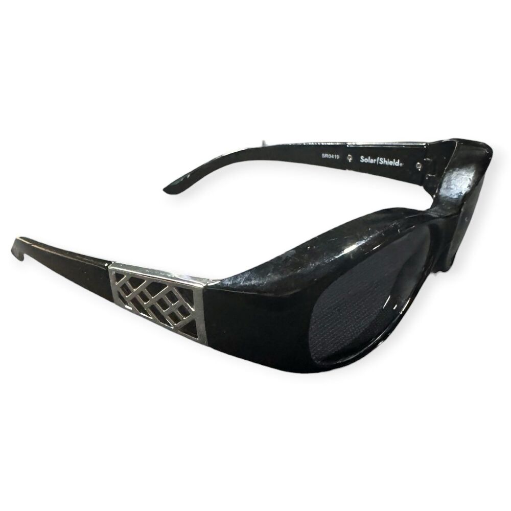 Solar Shield Polarized Sunglasses SS FO-012 Black Frames Gray Lenses Retro - Picture 3 of 8